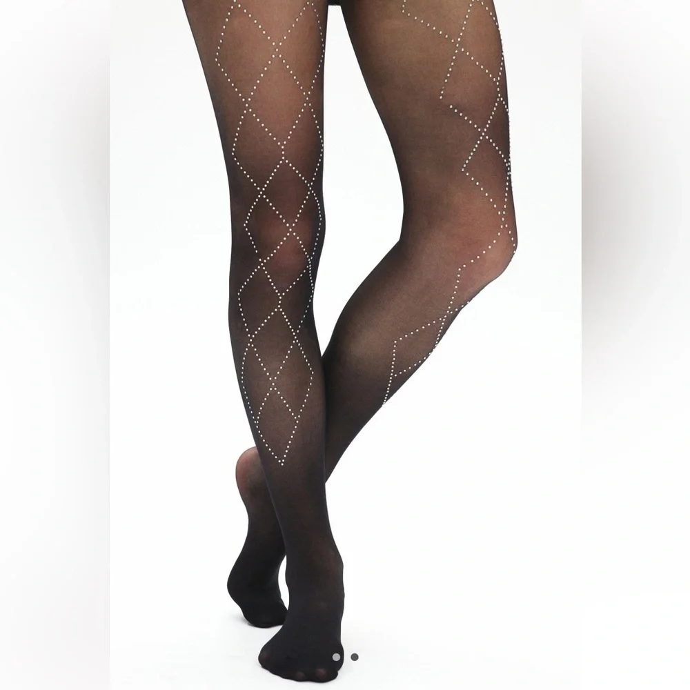 NWT Urban Outfitters Geo Sparkle Black Tights